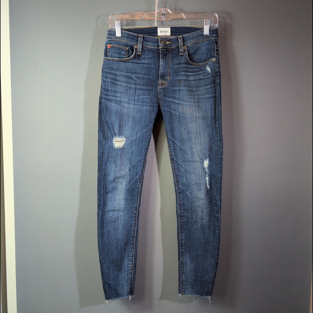 Hudson Natalie Sz 25 Mid Rise Super Skinny Ankle Jeans Vengeance Blue Normcore